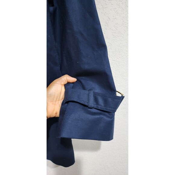 Jones New York Signature Swing Coat Womens S Navy Blue Stretch Pockets Snap EUC - Picture 9 of 15